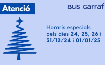 Horarios especiales 24, 25, 26 y 31/12/24 y 01/01/2025